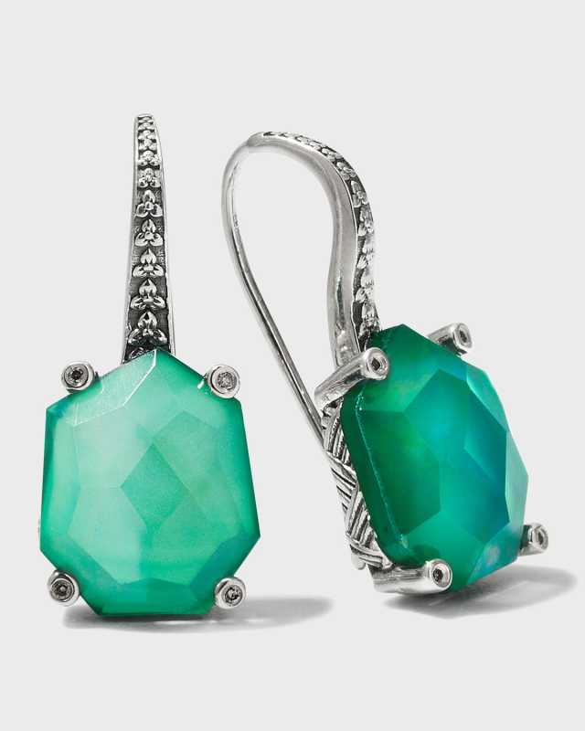 Faceted Natural Quartz, Mother-of-Pearl and Agate Galactical Earrings